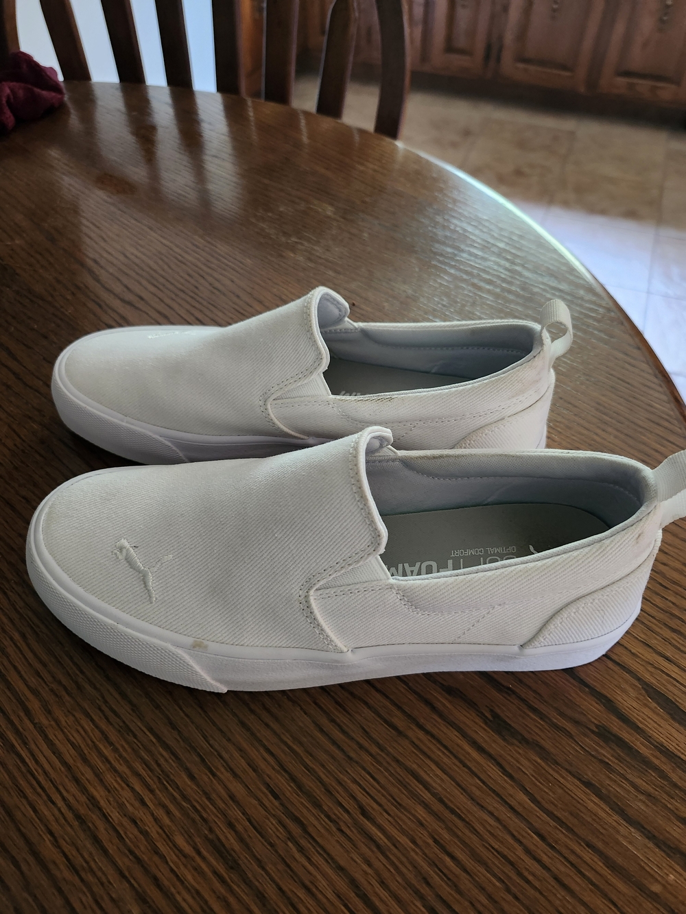 Puma White Slip-On Canvas Sneakers